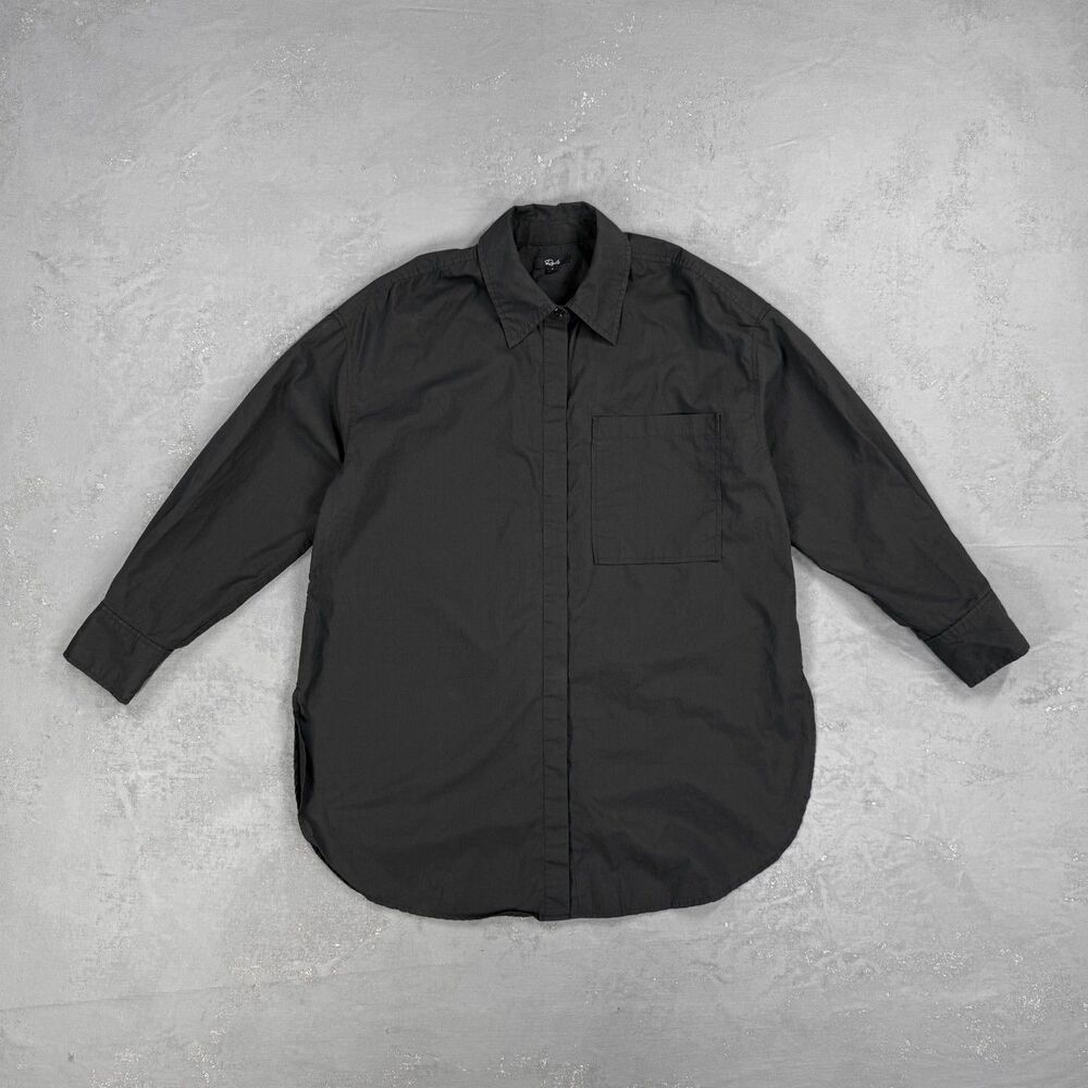 Rails Joey Black Cotton Blend Poplin Oversized Button Up Shirt Women's Small